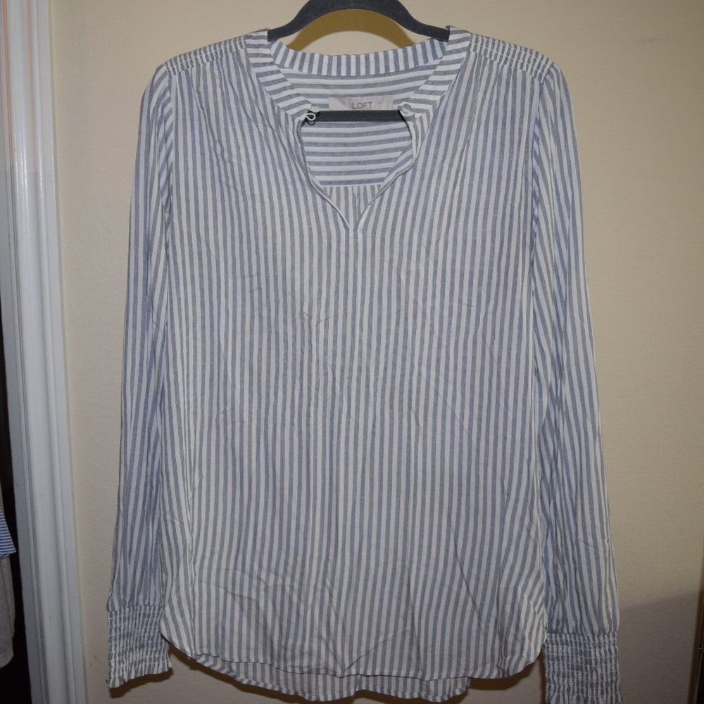 Loft Blue and White Stripes Blouse